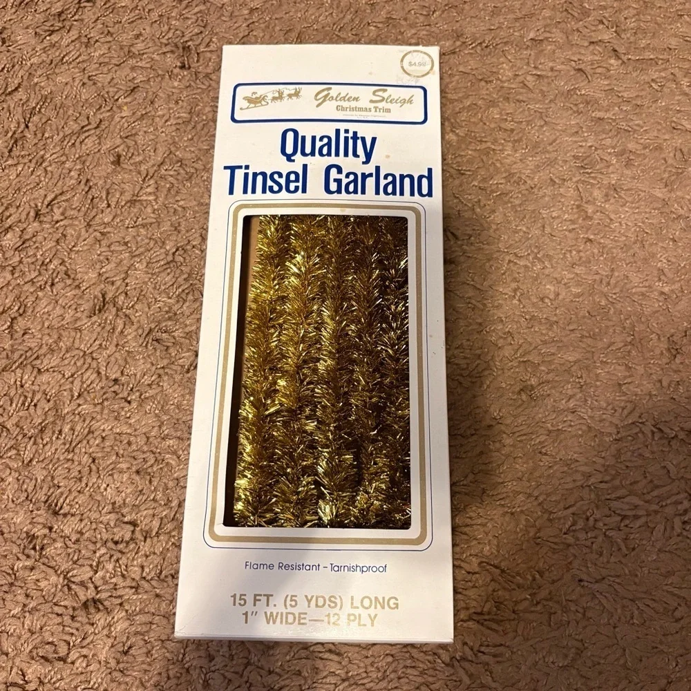 Vintage Premium Tinsel Garland Flame Resistant Tarnishproof 1970s or 80s 15ft